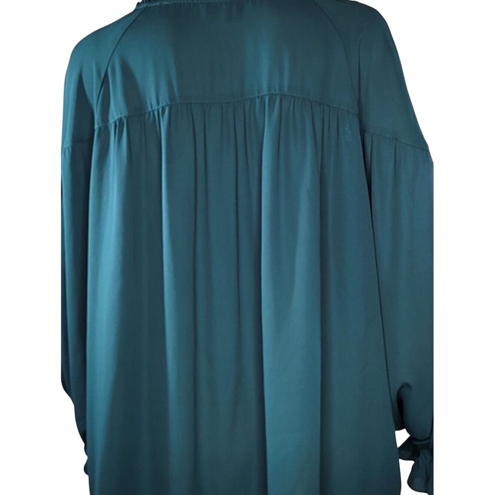 Zac & Rachel Teal Lace-Trim Peasant Boho Blouse - Picture 8 of 13